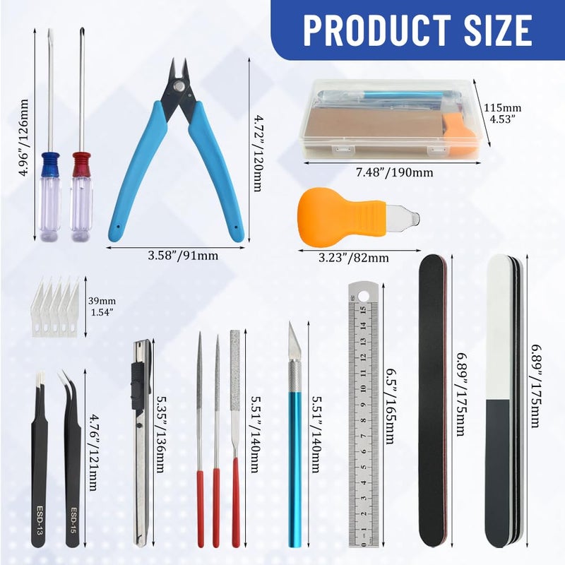 Bigstone 20 PCS Model Tool Kit Hobby Building Tools Set Modeler Basic Tools for Gundam Plastic Models Assembling Building Repairing and Fixing - Image 2